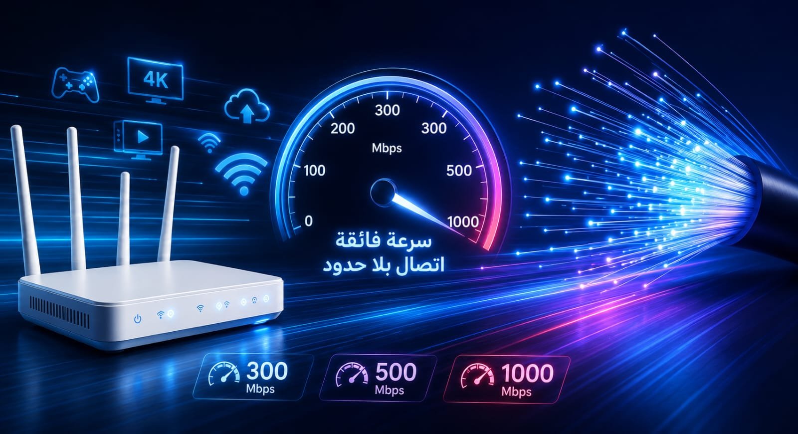 سرعات عالية جداً - إنترنت سريع بسرعات تصل إلى 1 جيجابت